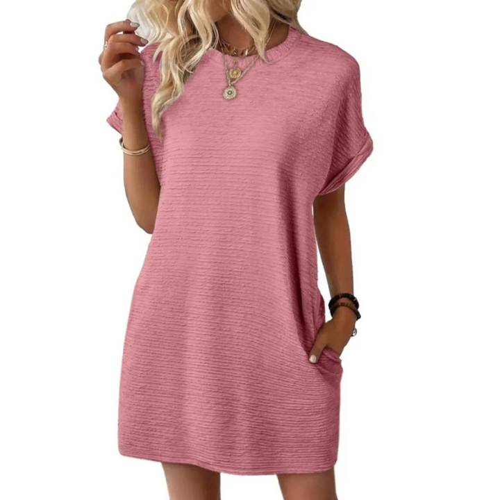 EVASHA™ – Robe d'été minimaliste décontractée à col rond