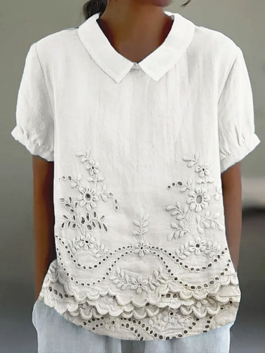 Lily | Chemise brodée florale