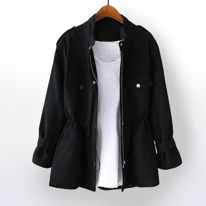 Women's Casual Lightweight Trenchcoat Zip Utility Outerwear
