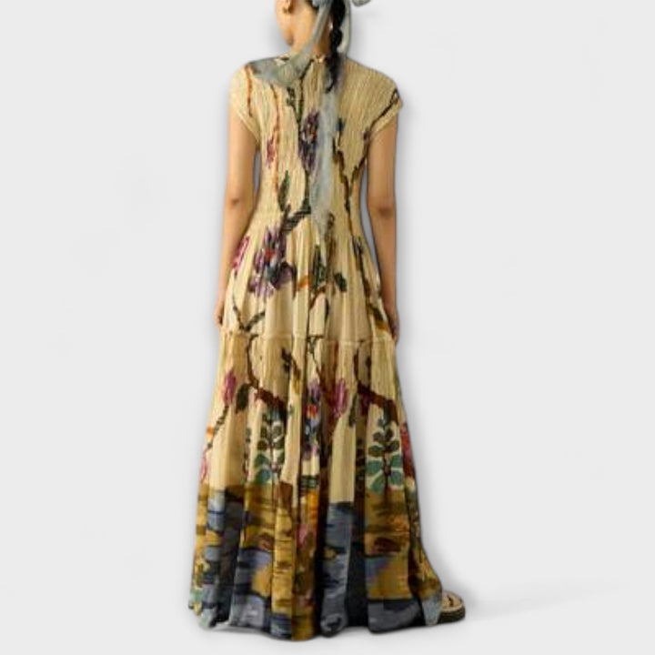 Amanda - Robe maxi à motif plissé