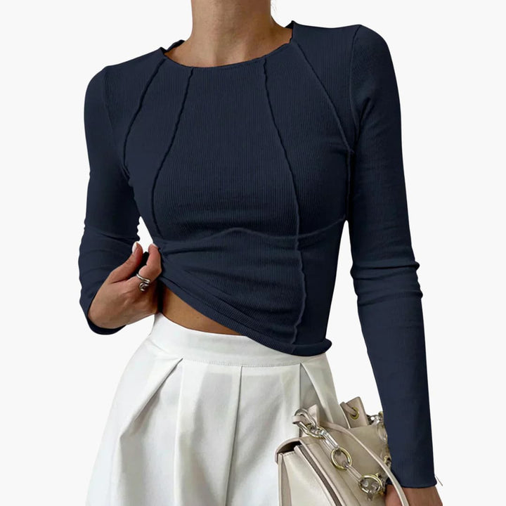 Valerie | Effortless Sculpted Seam Long Sleeve Top with Ribbed Texture