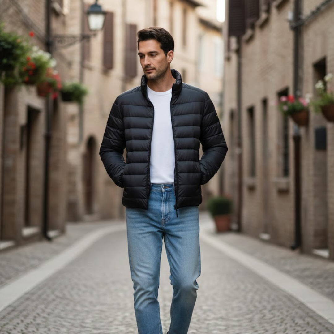 Mathis | Chaqueta de plumón comprimible con exterior impermeable y plumón de pato blanco