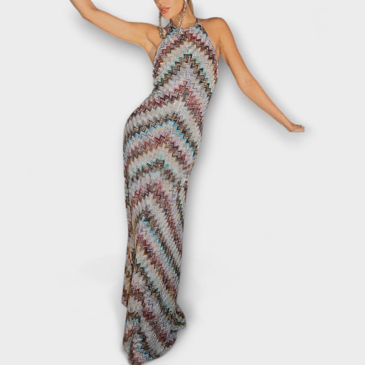 Reese - Robe tricotée Jodie avec motif chevrons coloré