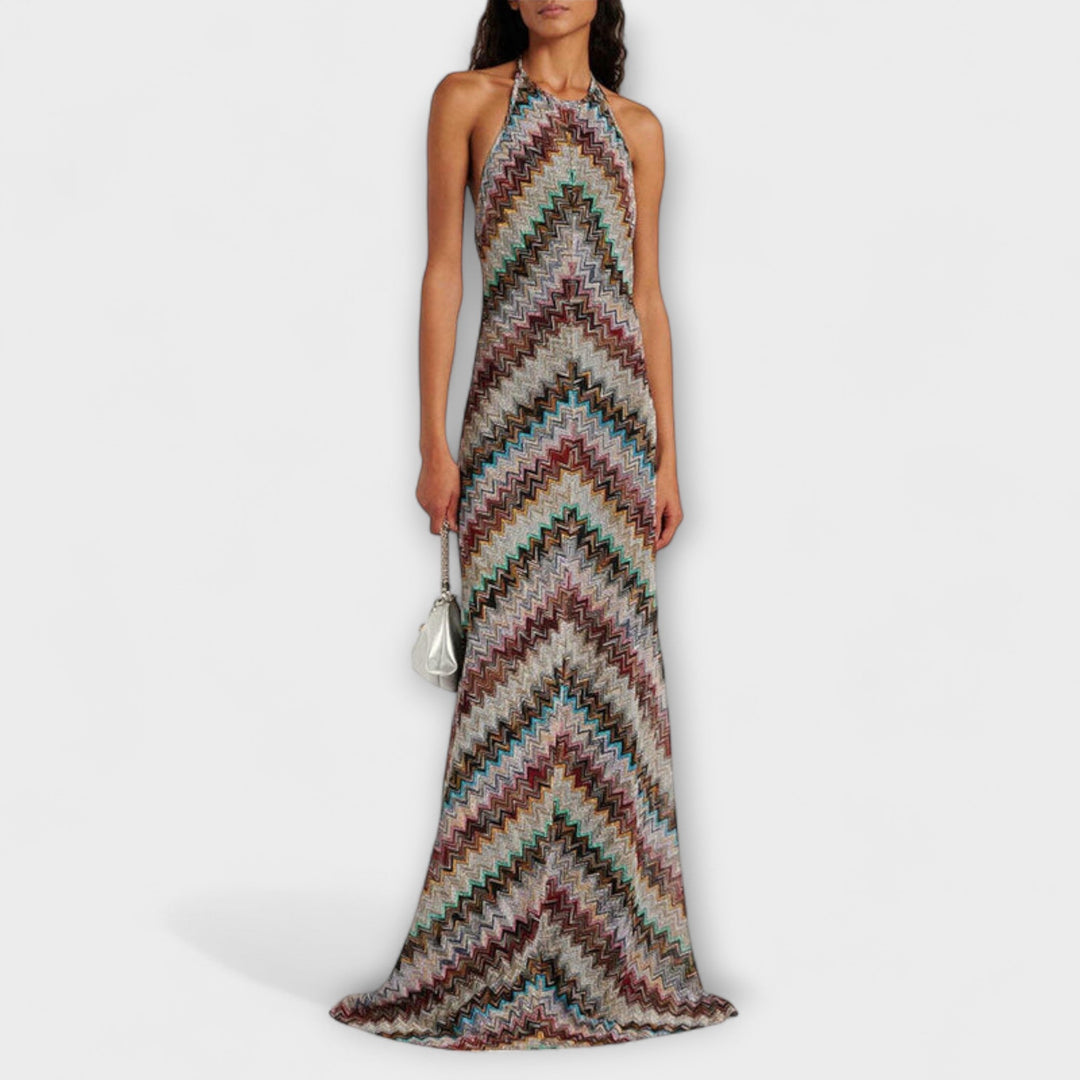 Reese - Robe tricotée Jodie avec motif chevrons coloré