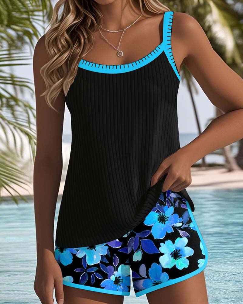 Maillot de bain débardeur à imprimé floral Maren avec bas boxer assorti