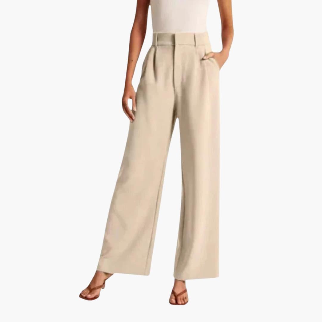 Delia | Tailored High-Waist Wide-Leg Trousers with Pleated Detail