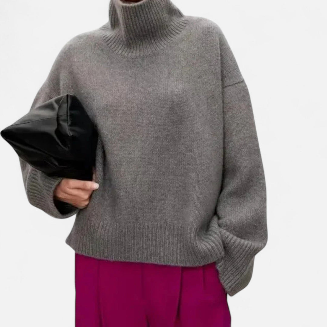 Lorelei | Pull à col roulé raffiné en pure laine avec bordures côtelées