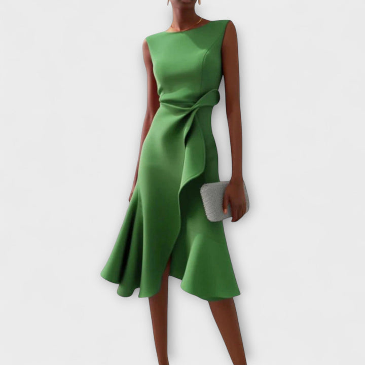 Juliette – Asymmetrical Draped Midi Dress