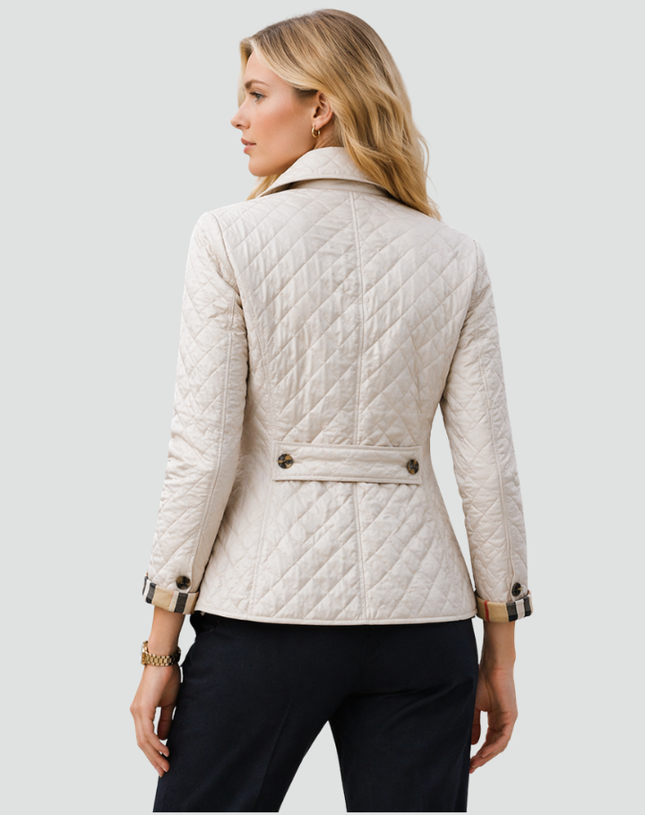 Imogen | Veste matelassée raffinée pour femme, avec fermeture à boutons sur le devant et surpiqûres en losanges
