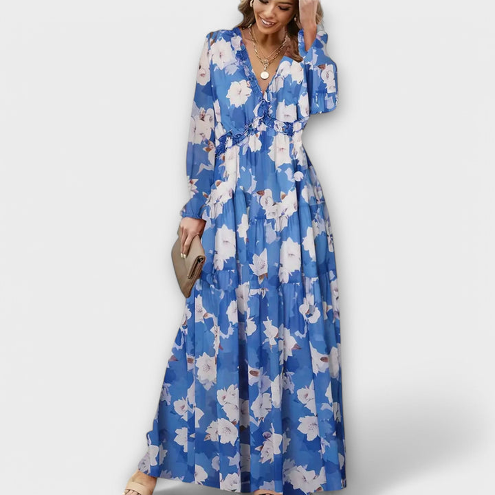 Elle | Robe maxi florale à col en V
