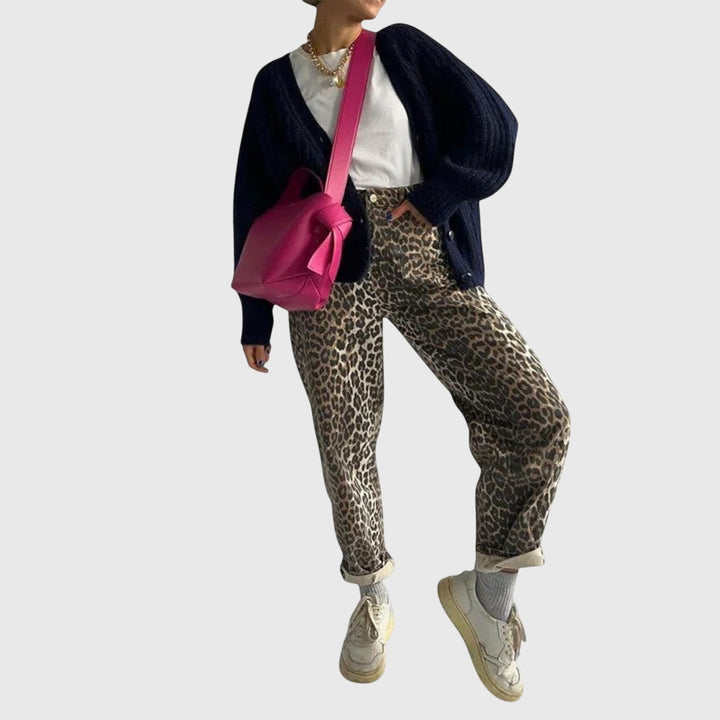 Chandra - Jean vintage imprimé léopard