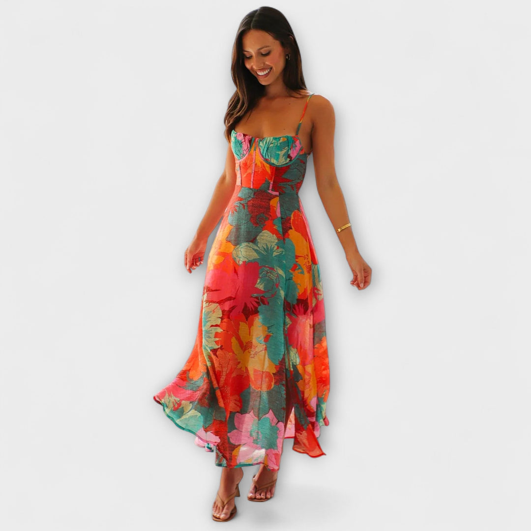 Audrey - Robe à Bretelles Imprimé Floral pour Femme - Stylée et Séduisante