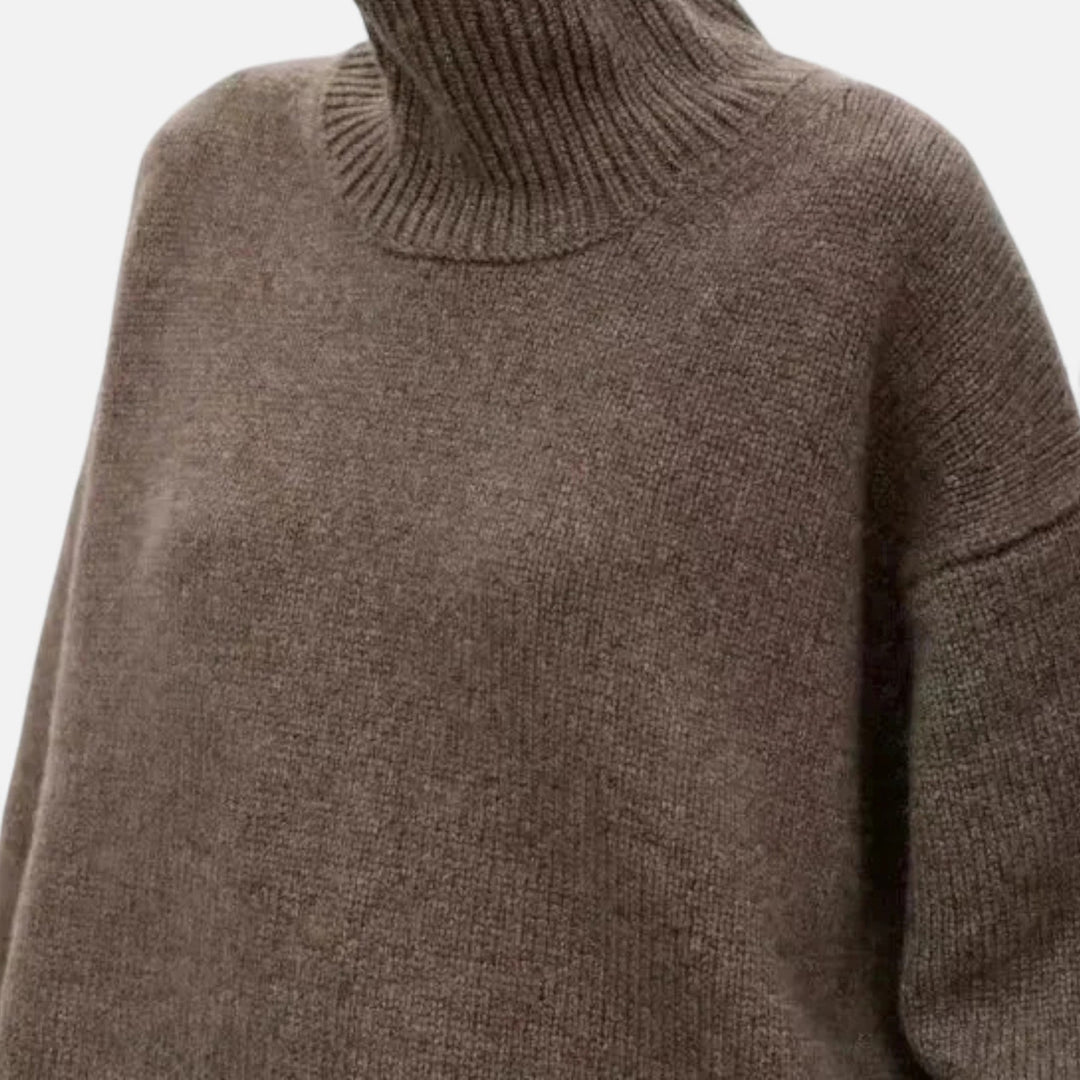 Lorelei | Pull à col roulé raffiné en pure laine avec bordures côtelées