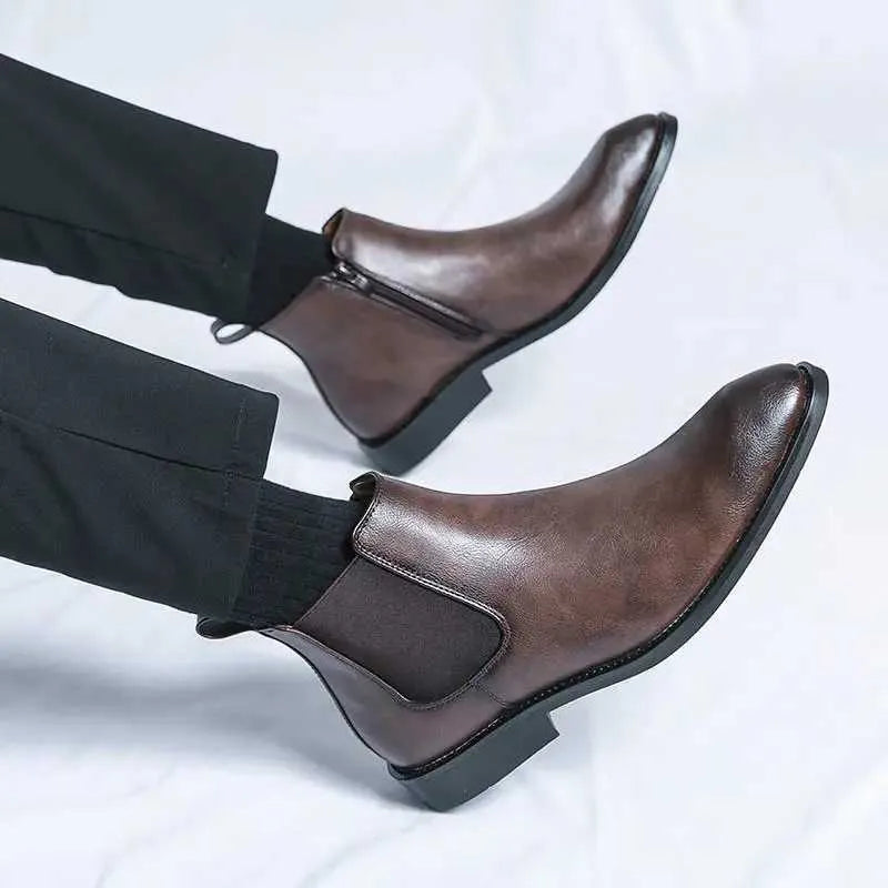 Nathan™ - Bottines Chelsea élégantes en cuir avec fermeture éclair