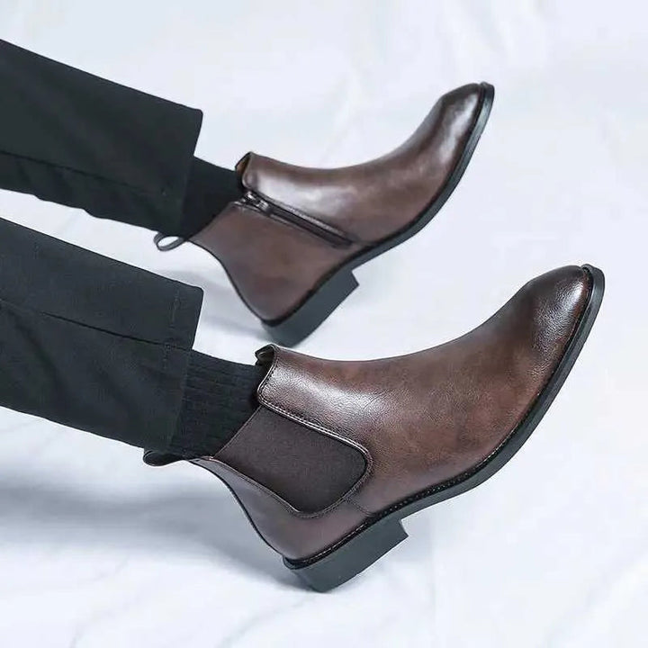 Nathan™ - Bottines Chelsea élégantes en cuir avec fermeture éclair