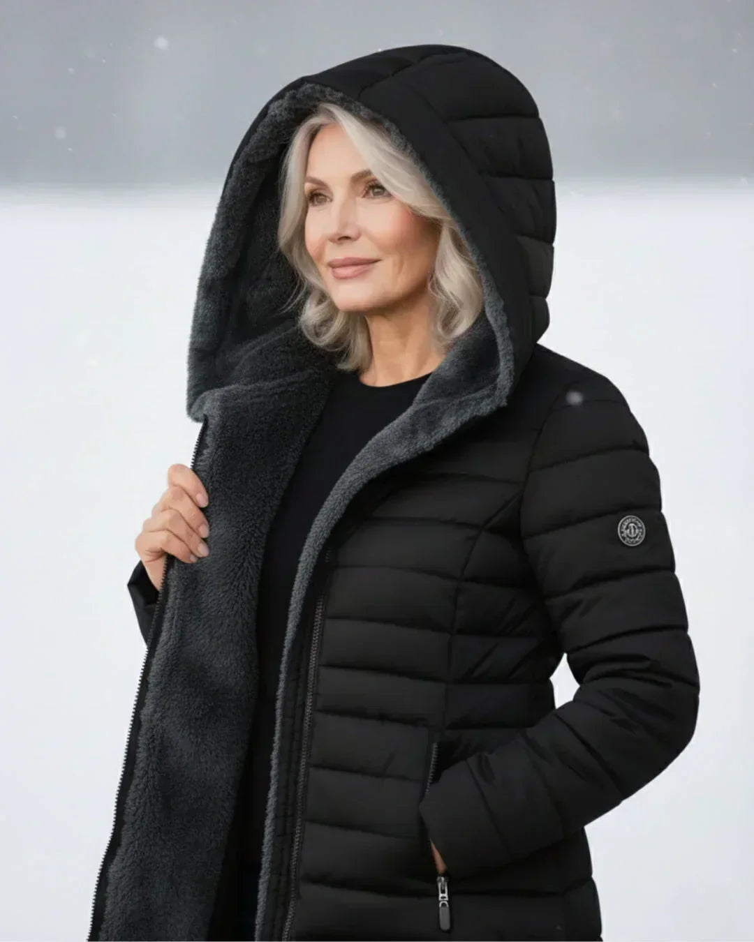 Apolline | Padded Long Quilted Jacket with A-Line Cut and Front Zip Closure