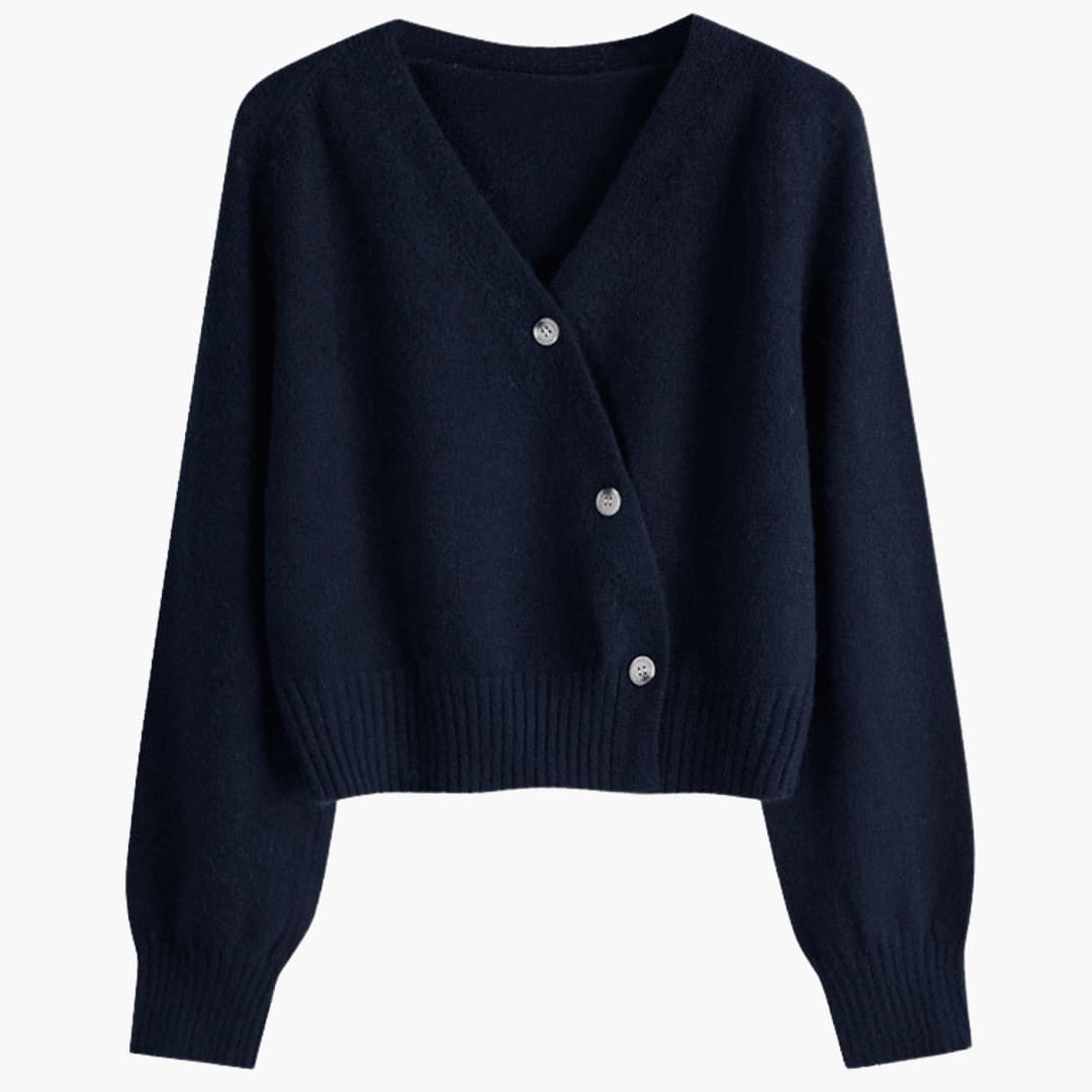Miranda | Cardigan décontracté à col en V, boutonné, avec ourlet et poignets côtelés