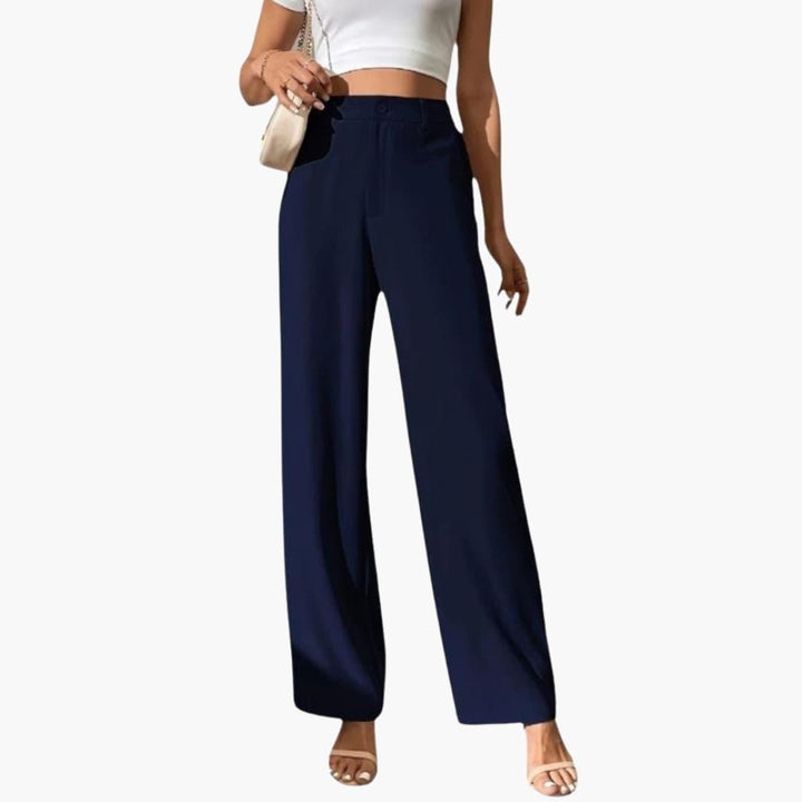 Delia | Tailored High-Waist Wide-Leg Trousers with Pleated Detail