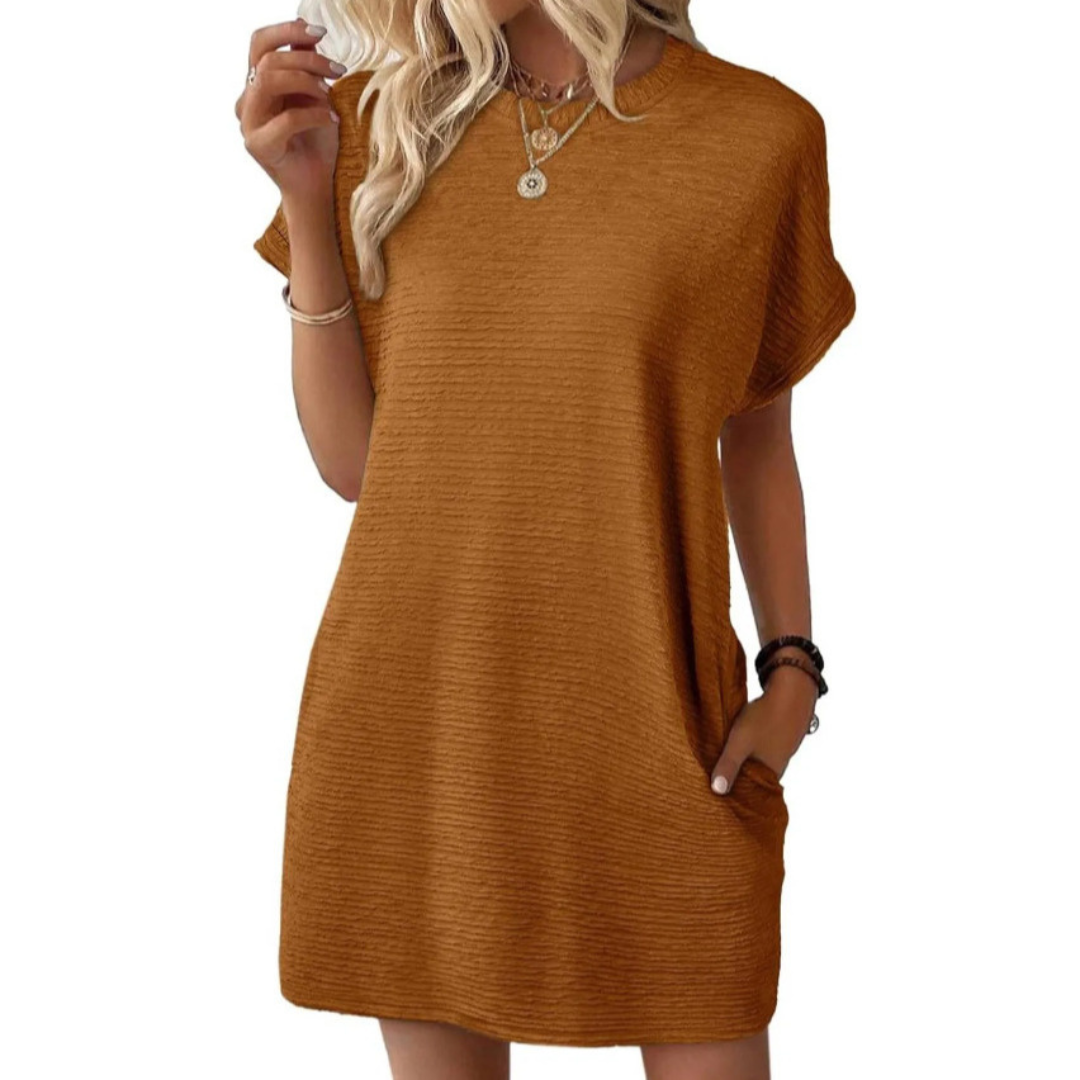 EVASHA™ – Robe d'été minimaliste décontractée à col rond