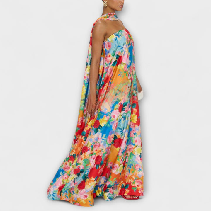 Harlow - Robe maxi florale à épaules dénudées