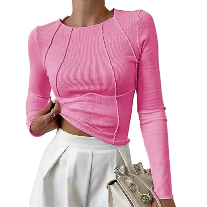 Valerie | Effortless Sculpted Seam Long Sleeve Top with Ribbed Texture
