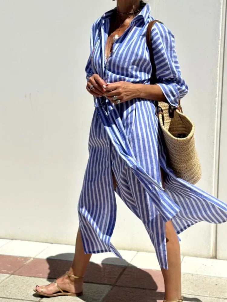 Géraldine | Robe rayée légère et stylée