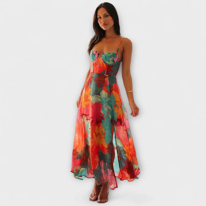 Audrey - Robe à Bretelles Imprimé Floral pour Femme - Stylée et Séduisante