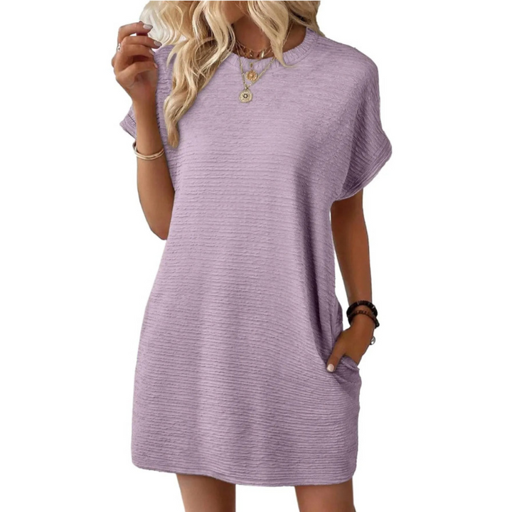 EVASHA™ – Robe d'été minimaliste décontractée à col rond