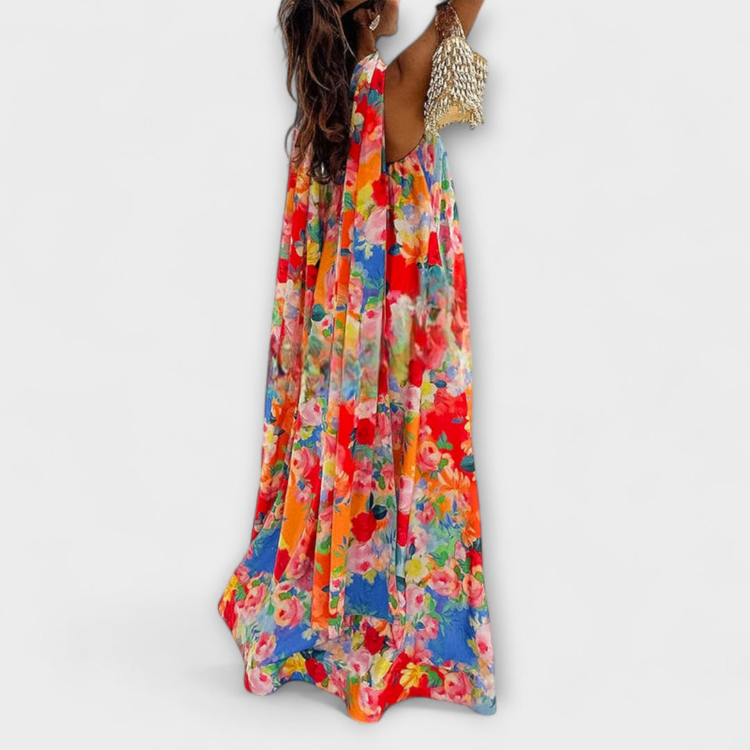 Harlow - Robe maxi florale à épaules dénudées