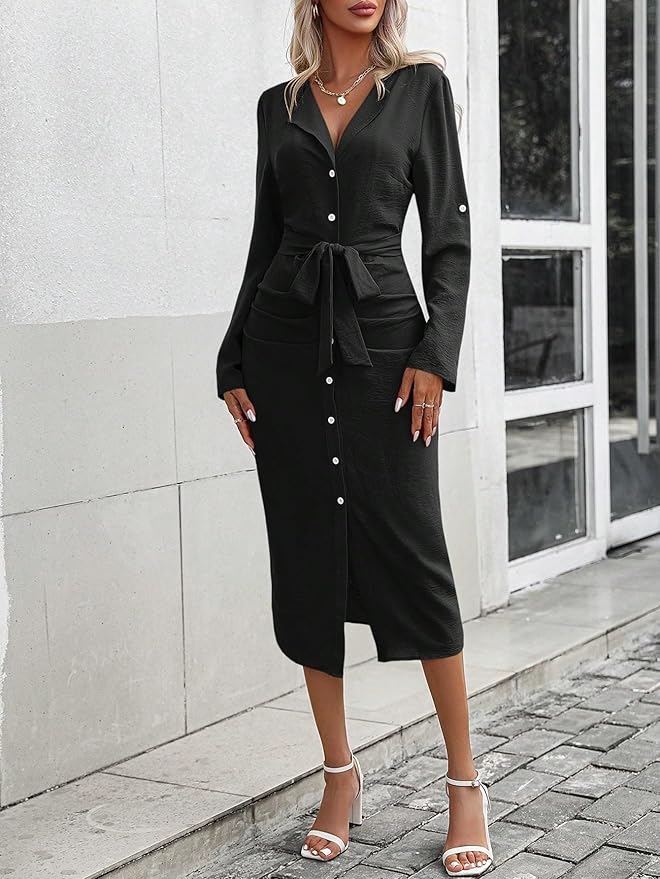Olivia™ - Robe élégante boutonnée