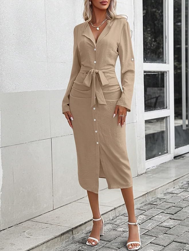 Olivia™ - Robe élégante boutonnée