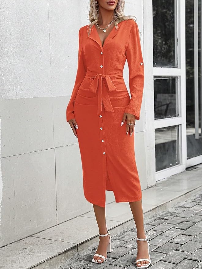 Olivia™ - Robe élégante boutonnée