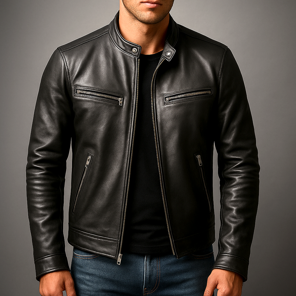 Leon | Casual Leather Jacket with Soft Lining and Fitted Cut
