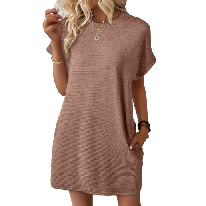 EVASHA™ – Robe d'été minimaliste décontractée à col rond