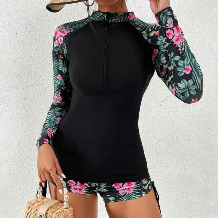 Chic Long-Sleeve Tankini Set for Stylish Swimwear