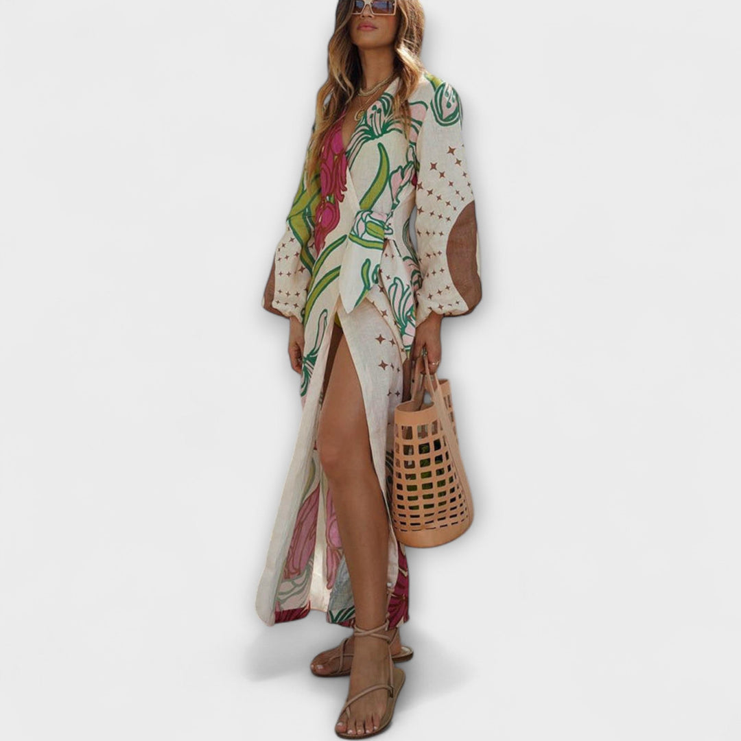 Tracey - Robe Tunique Maxi à Nouer