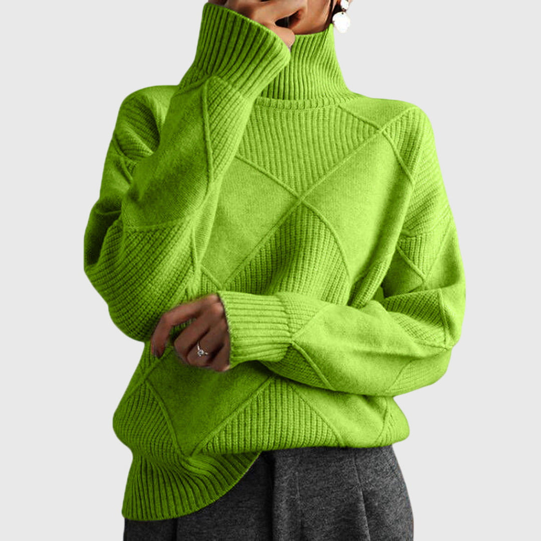 Romilly | Pull en maille sophistiqué à col roulé montant avec motif géométrique texturé
