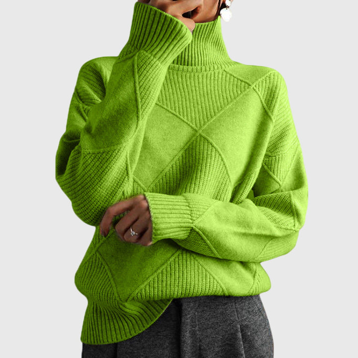 Romilly | Pull en maille sophistiqué à col roulé montant avec motif géométrique texturé