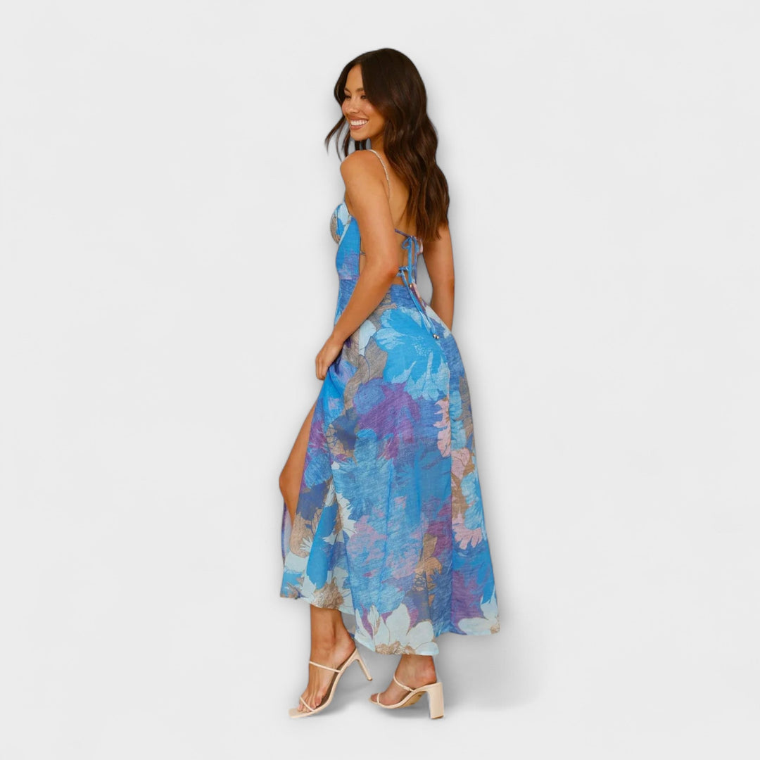 Audrey - Robe à Bretelles Imprimé Floral pour Femme - Stylée et Séduisante