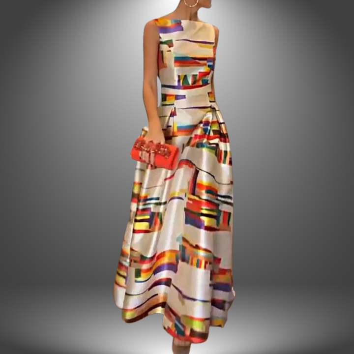 Amelia | Robe maxi à imprimé géométrique audacieux