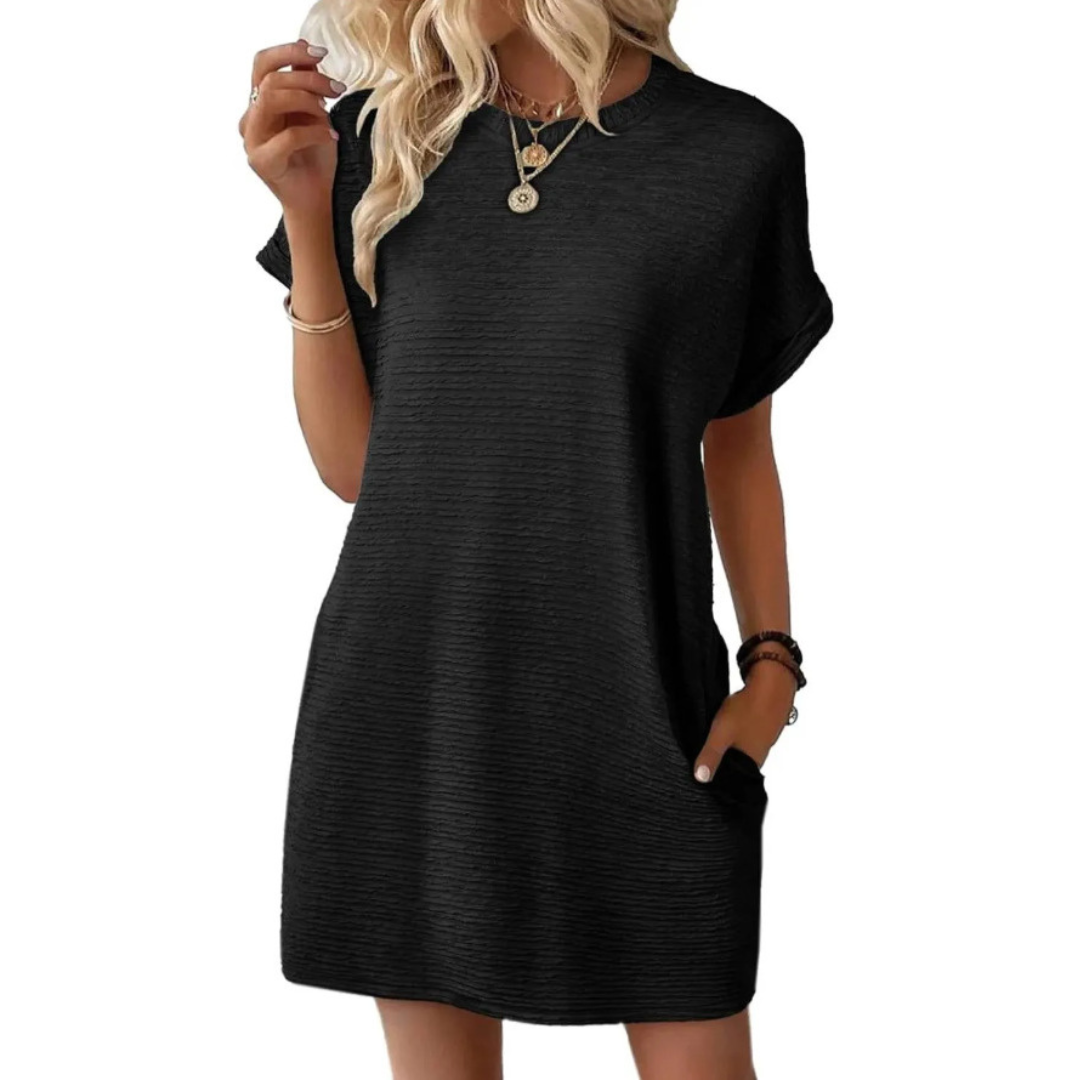EVASHA™ – Robe d'été minimaliste décontractée à col rond
