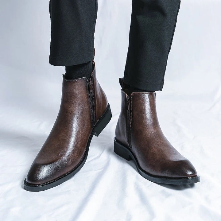 Nathan™ - Bottines Chelsea élégantes en cuir avec fermeture éclair