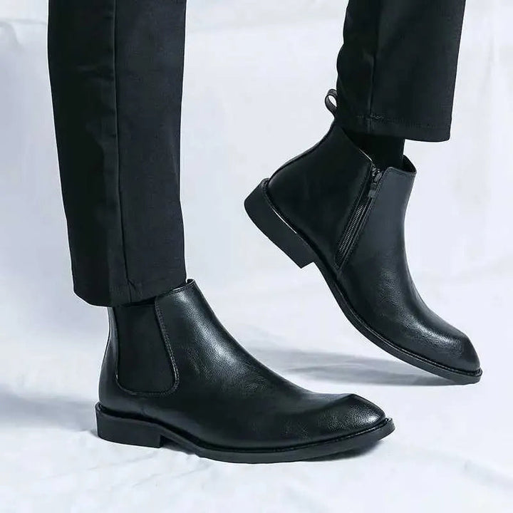 Nathan™ - Bottines Chelsea élégantes en cuir avec fermeture éclair
