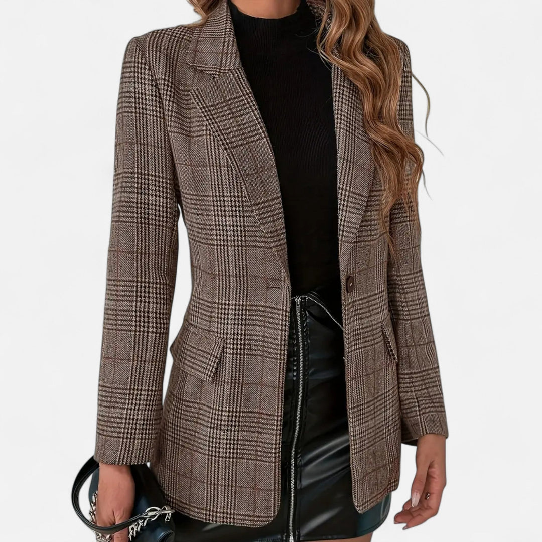 Delphine | Refined Women's Blazer with Tailored Fit and Plaid Pattern