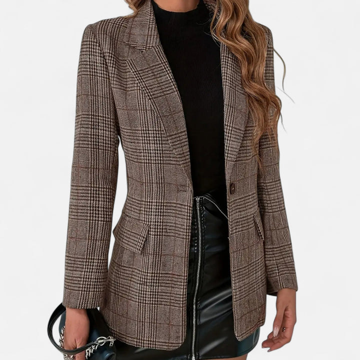 Delphine | Refined Women's Blazer with Tailored Fit and Plaid Pattern