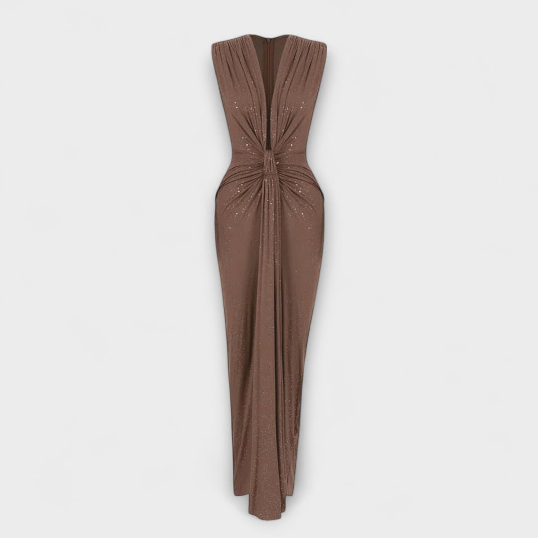 Thea - Robe maxi avec décolleté plongeant en V