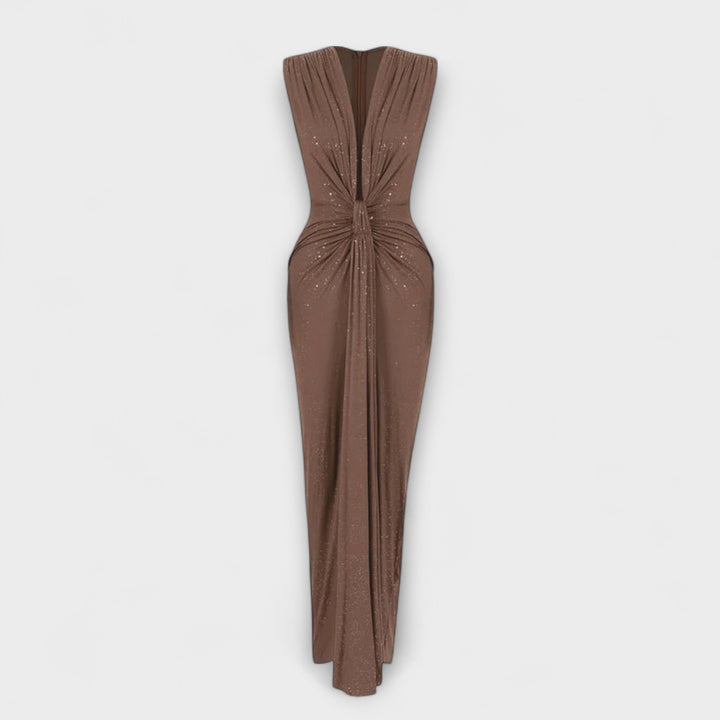 Thea - Robe maxi avec décolleté plongeant en V