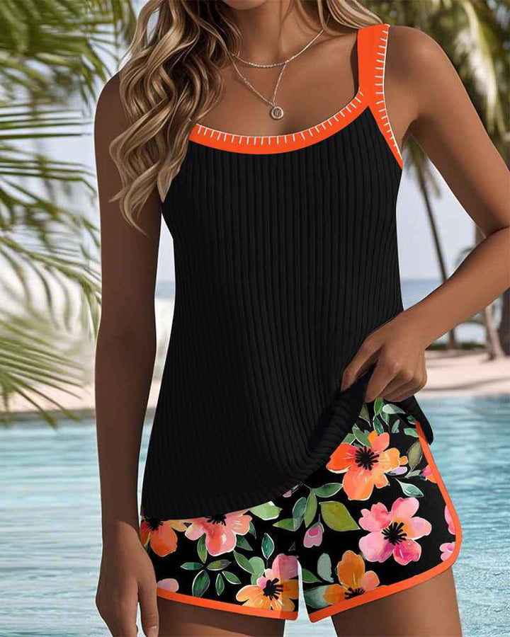 Maillot de bain débardeur à imprimé floral Maren avec bas boxer assorti