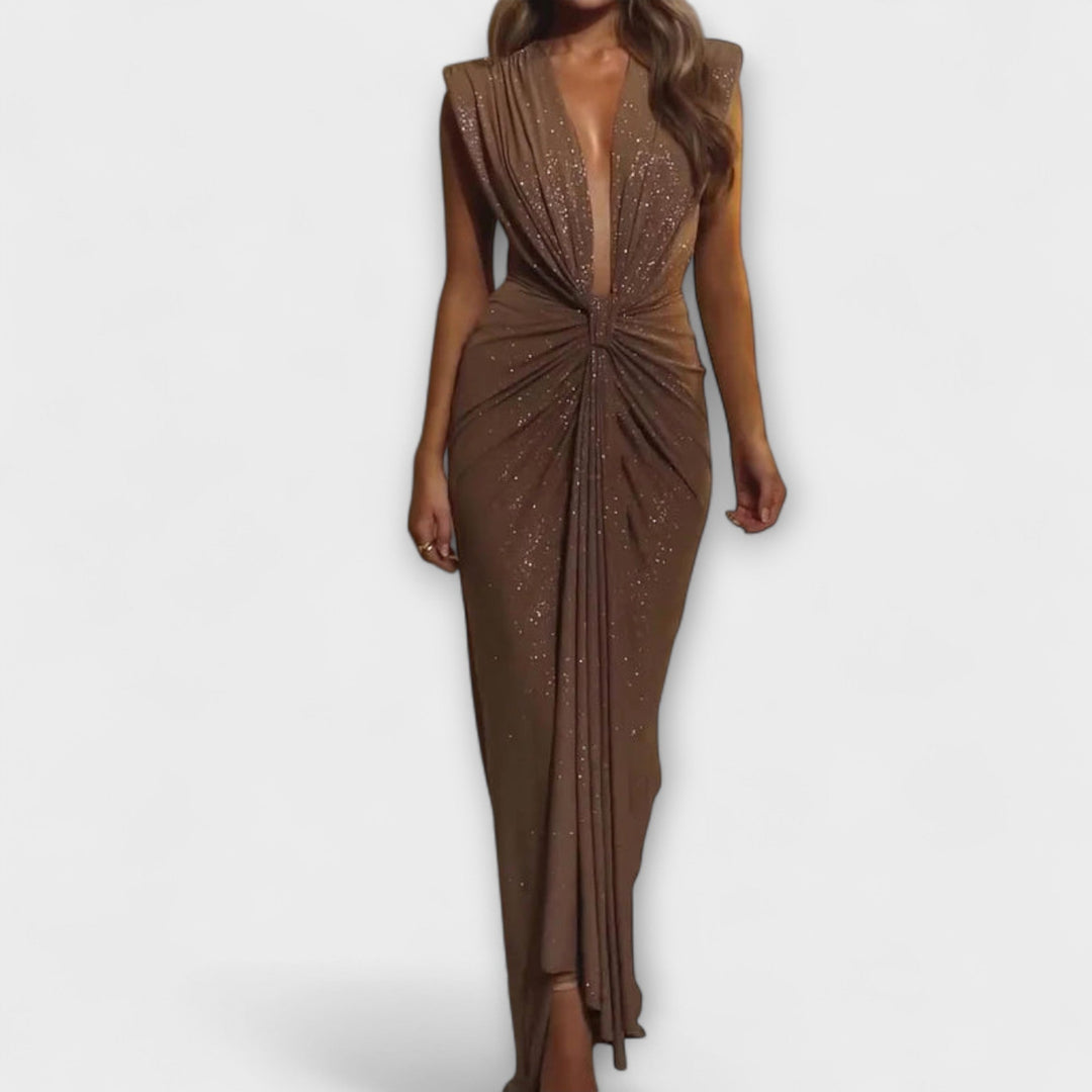 Thea - Robe maxi avec décolleté plongeant en V