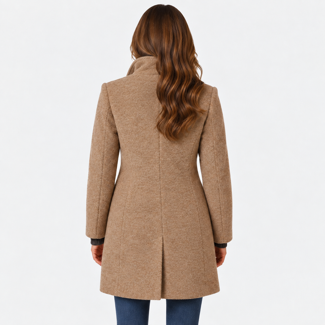 Adalyn | Timeless Long Wool-Blend Coat with Structured Collar and Button Closure